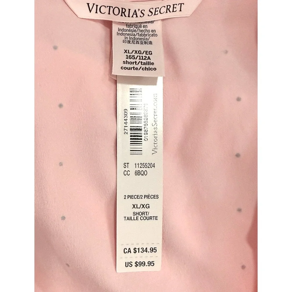 VICTORIA'S SECRET Pajama Women XL Long PJ Set Light Pink Chiffon Satin Sequin
